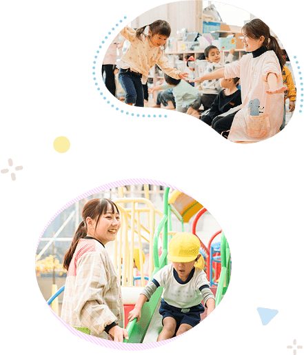 園内で遊ぶ園児